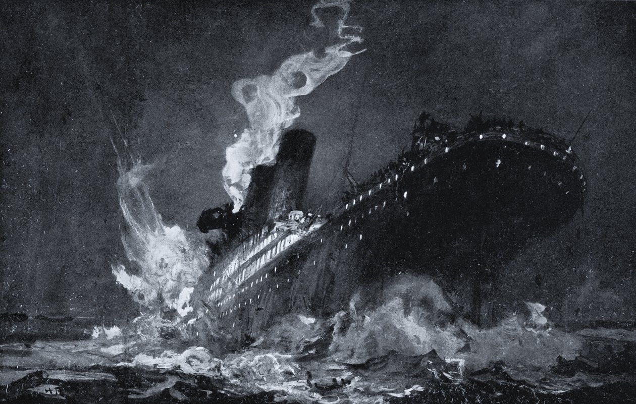 RMS Titanic der White Star Line sinkt nach dem Aufprall auf einen Eisberg im Nordatlantik von Henry Reuterdahl