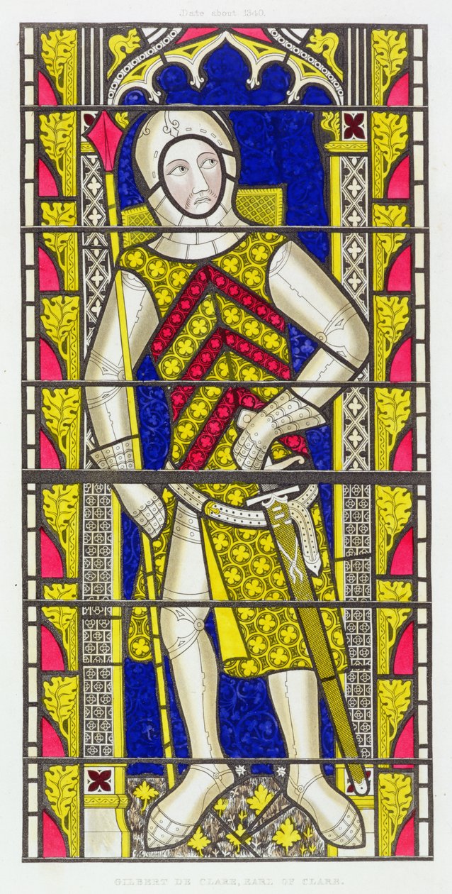 Gilbert de Clare, 3. Earl of Gloucester (1243-95), nach einem Glasfenster von ca. 1340 in der Tewkesbury Abbey Church von Henry Shaw