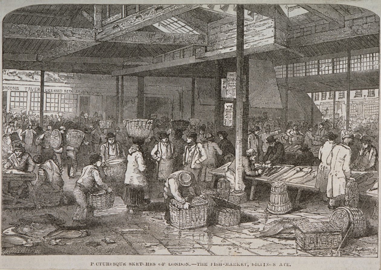 Innenansicht des Billingsgate-Marktes, 1849 von Henry Vizetelly