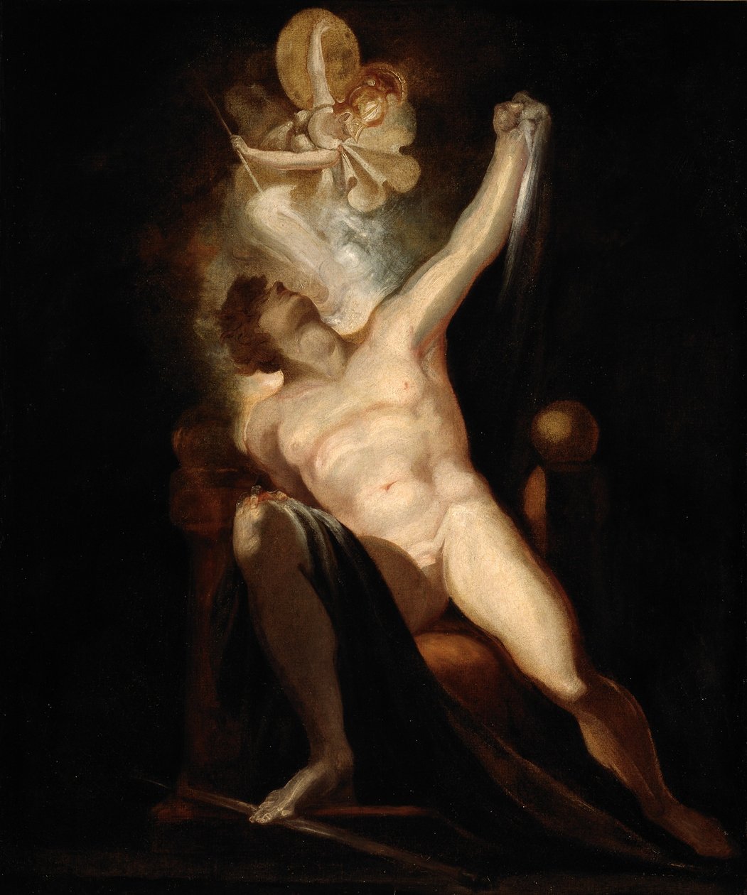 John Miltons Paradise Lost, Satan und die Geburt der Sünde (Buch II, 746-758), Gemälde Nr. 6 aus der Milton-Galerie von Henry  Fuseli