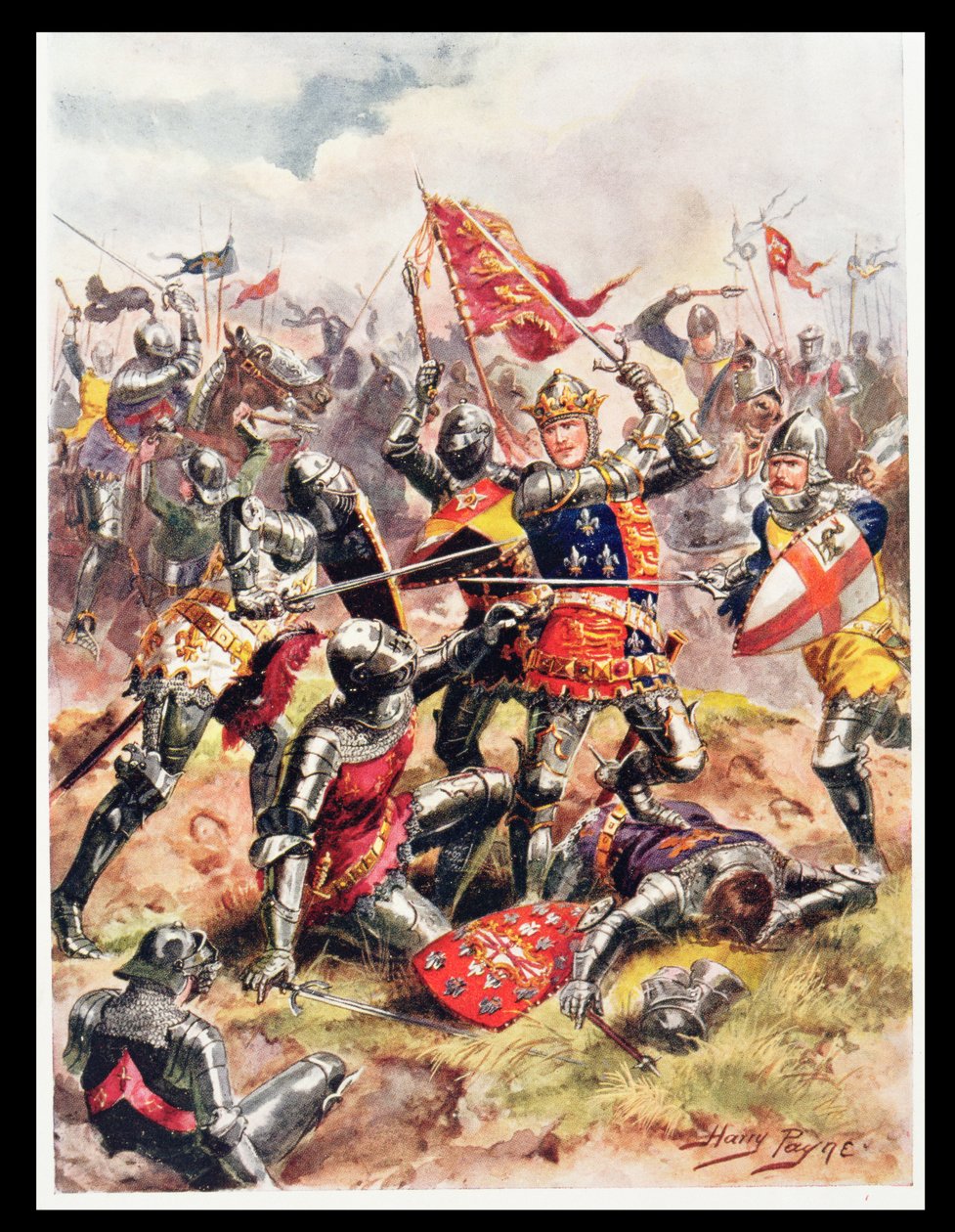 König Heinrich V. (1387-1422) kämpft mit heroischem Mut, Illustration aus 