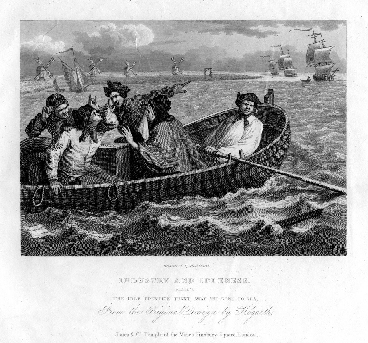 Der faule Lehrling zur See geschickt, Tafel V von Fleiß und Faulheit, 1833 von Henry Adlard