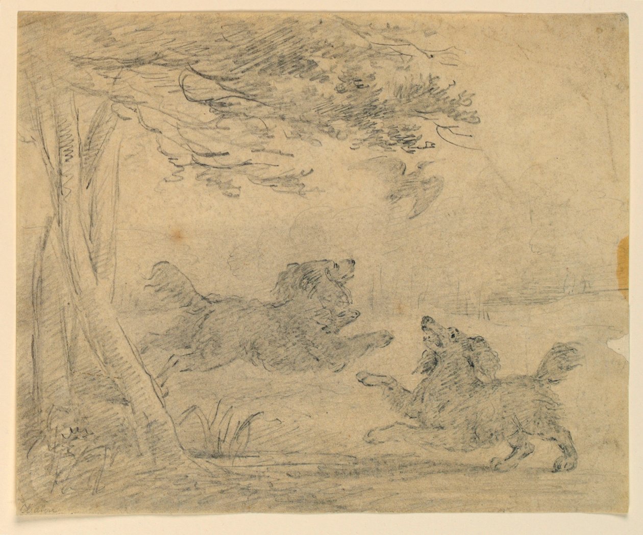 Studie von zwei Spaniels in einem Park von Henry Bernard Chalon