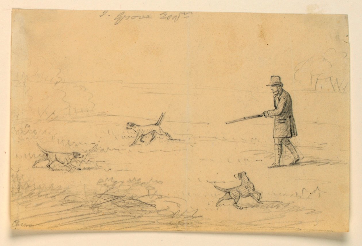 Studie eines Gentlemans mit drei Hunden, auf der Jagd von Henry Bernard Chalon