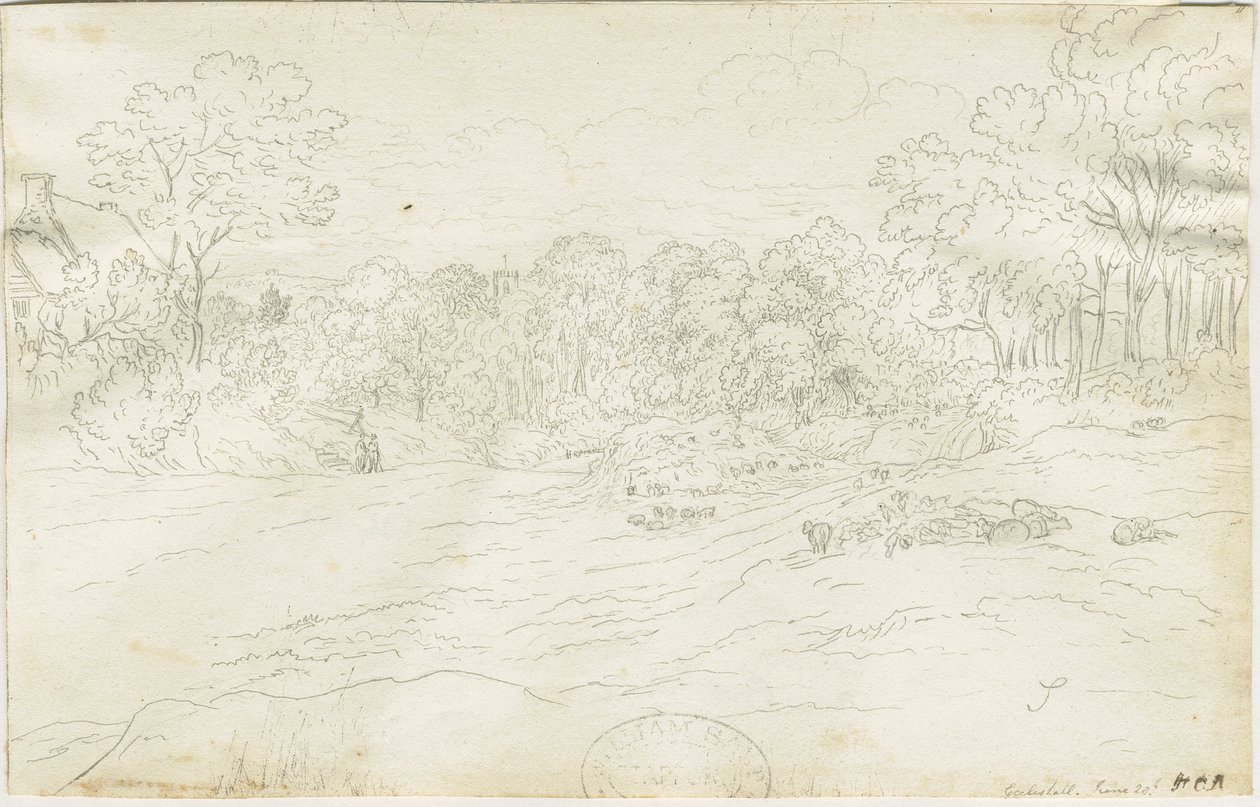 Eccleshall Village: Federzeichnung, undatiert [1788-1855] von Henry Curzon Allport