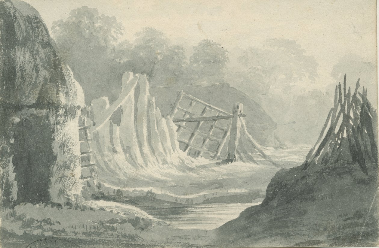 Lichfield - Edial: Sepia-Waschzeichnung, undatiert [1788-1855] von Henry Curzon Allport