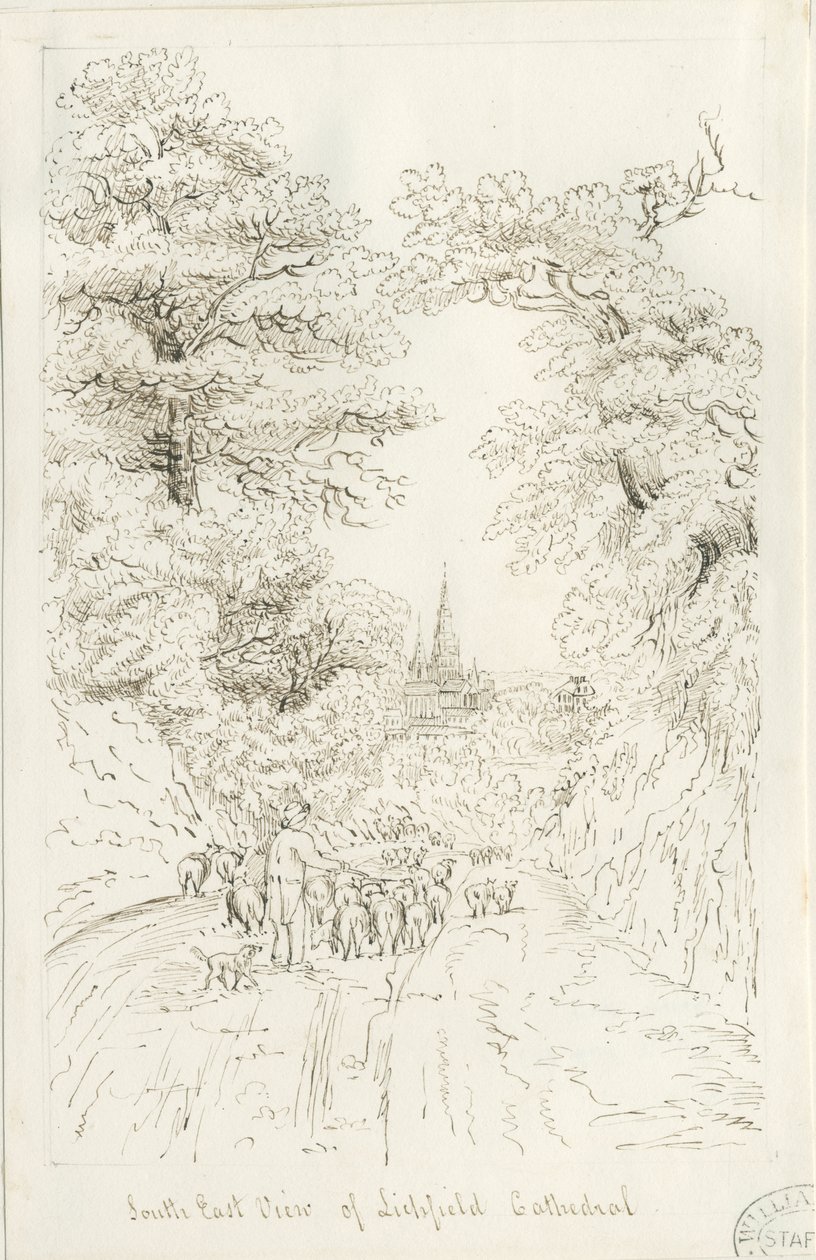 Lichfield Kathedrale - Südostansicht (fern) von Henry Curzon Allport