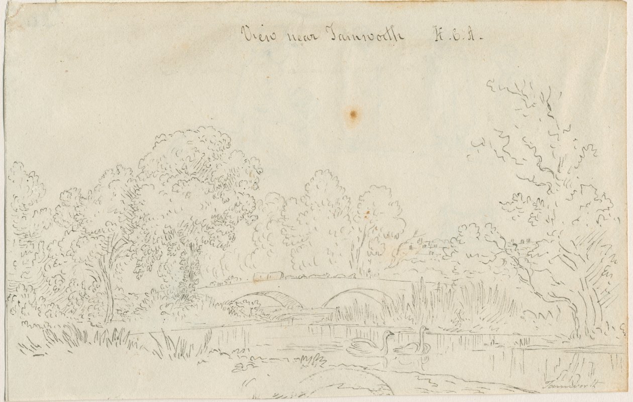 Tamworth - Brücke: Federzeichnung, undatiert [1788-1855] von Henry Curzon Allport