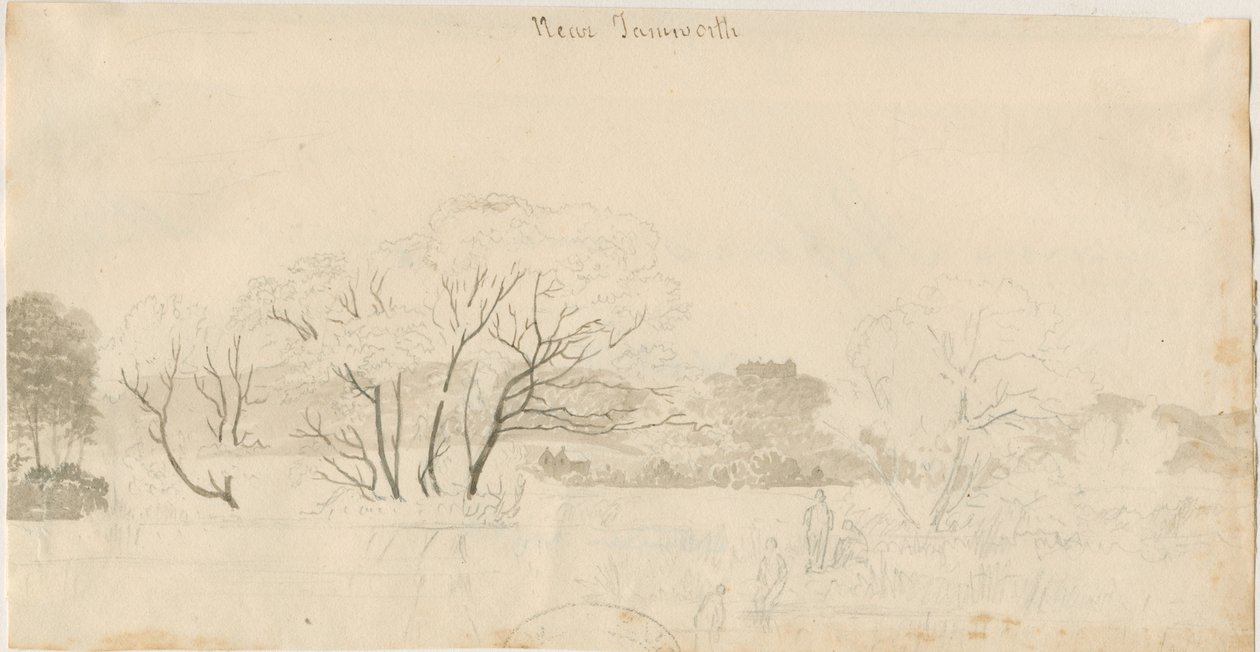 Tamworth - Fernansicht: Bleistiftzeichnung, undatiert [1788-1855] von Henry Curzon Allport