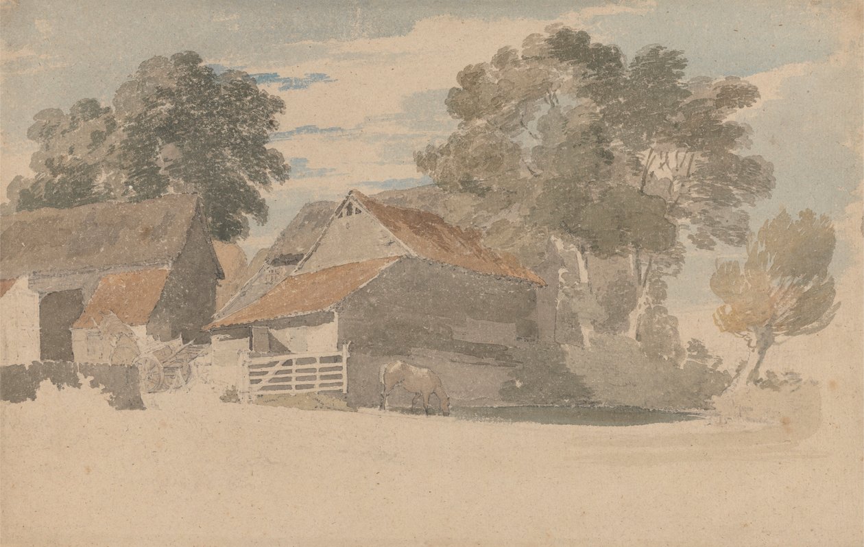 Bauerngebäude mit Bäumen von Henry Edridge