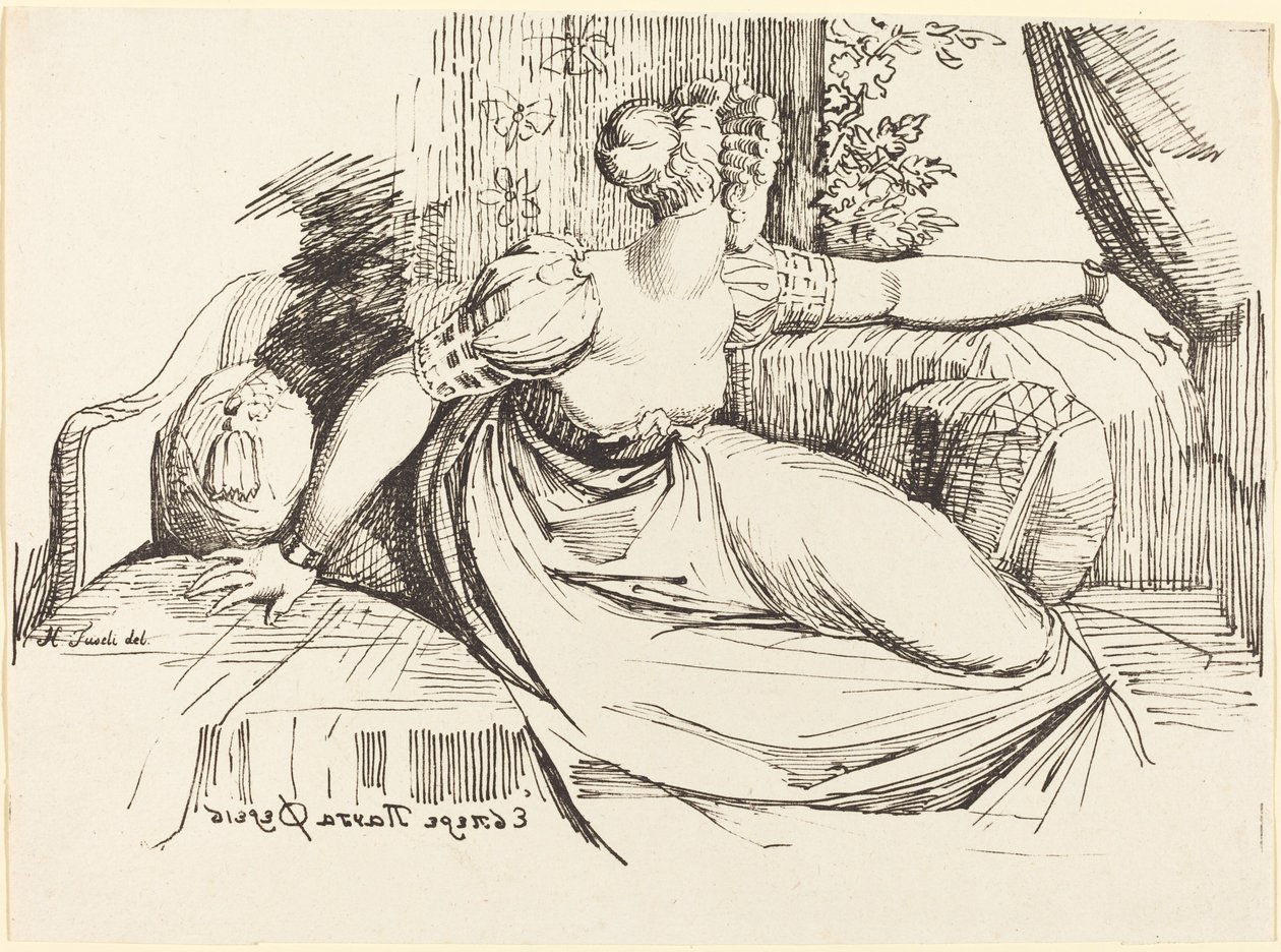 Eine Frau sitzt am Fenster von Johann Heinrich Füssli
