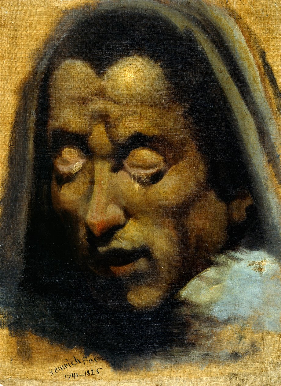 Zwei Köpfe verdammter Seelen aus Dantes "Inferno" (Vorder- und Rückseite) von Henry Fuseli