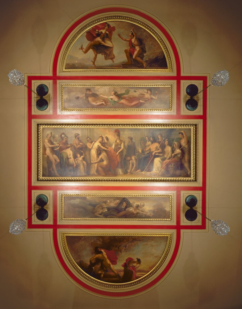 Decke in der Bibliothek und im Speisesaal, Darstellung der Legende von Pandora, um 1834 von Henry Howard