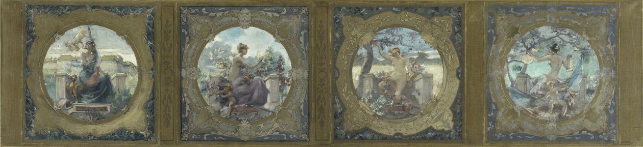 Skizze für die Galerie Lobau im Hôtel de Ville in Paris: Die Lieder: Patriotische Lieder, 1890 von Henry Jean Louis Boureau