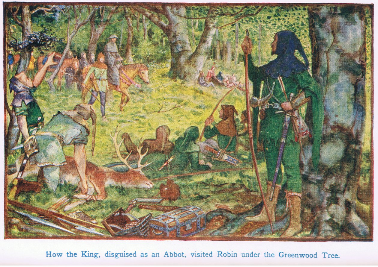 Wie der König, verkleidet als Abt, Robin unter dem Grünholzbaum besuchte von Henry Justice Ford
