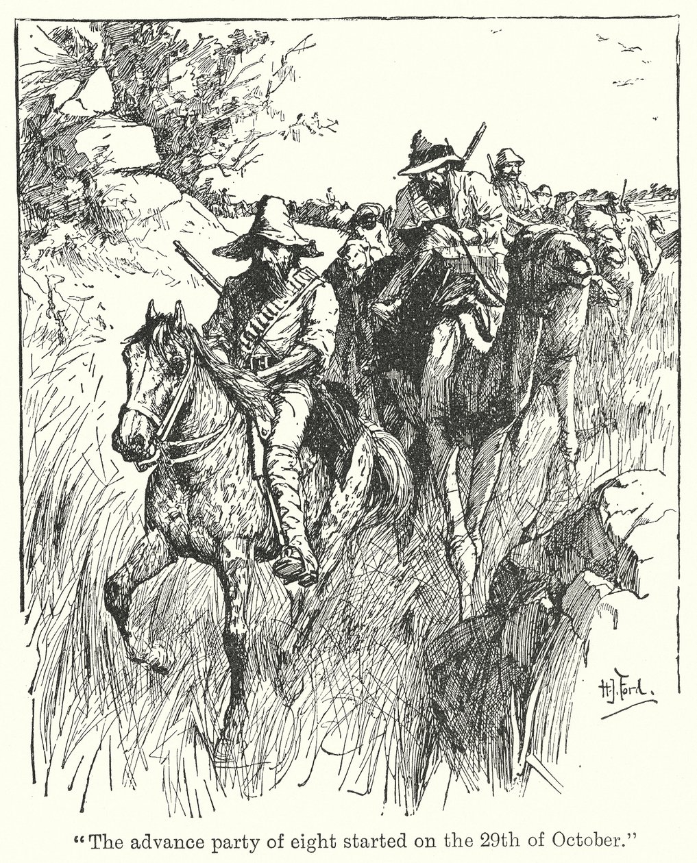 Die Vorhut von acht startete am 29. Oktober von Henry Justice Ford