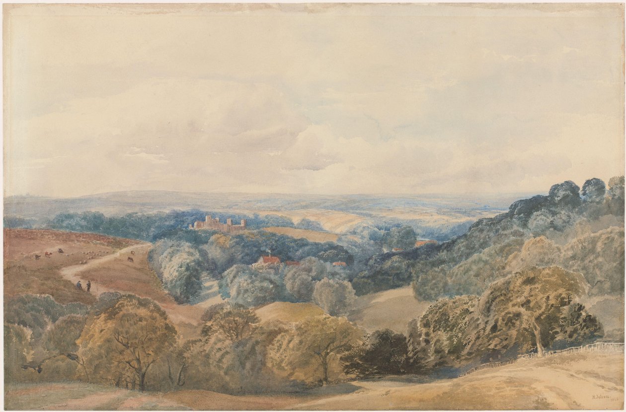 Landschaft mit Crieff Castle von Henry Jutsum