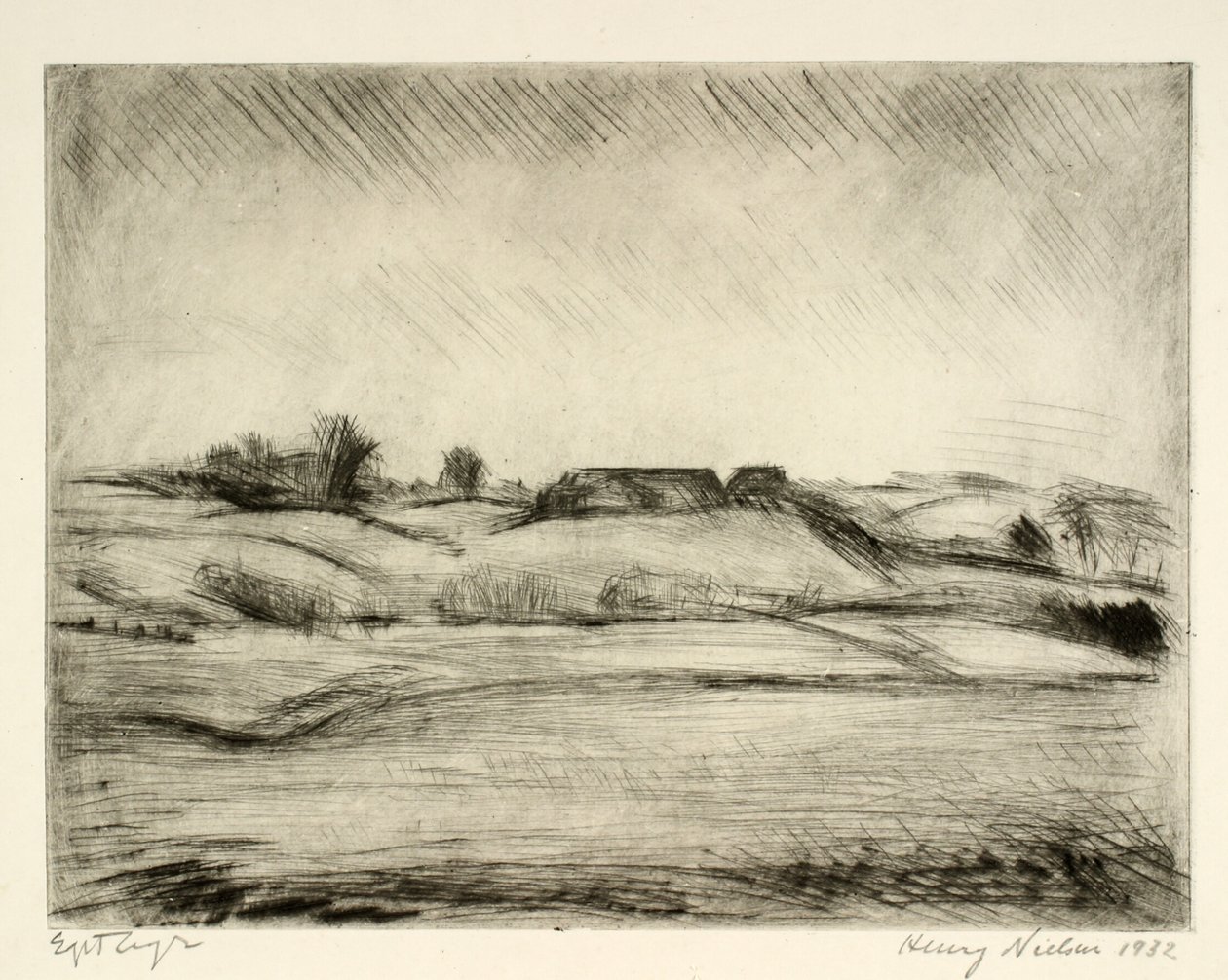 Offene Landschaft mit Bauernhof von Henry Nielsen