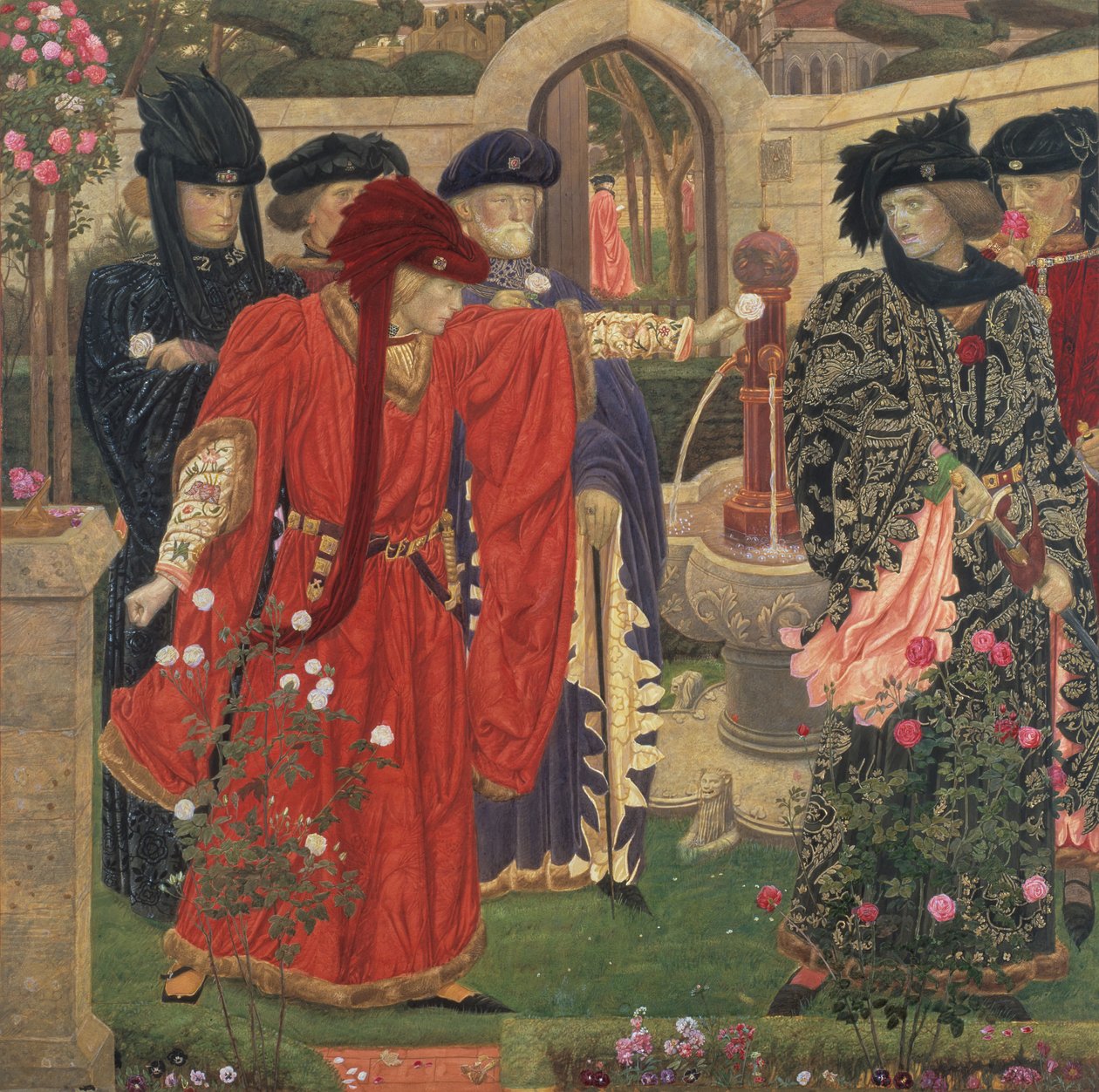 Die Wahl der roten und weißen Rosen im Tempelgarten von Henry Payne