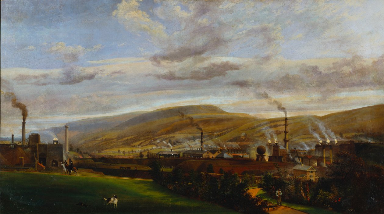 Industrielandschaft in Südwales, um 1825 von Henry Penry Williams
