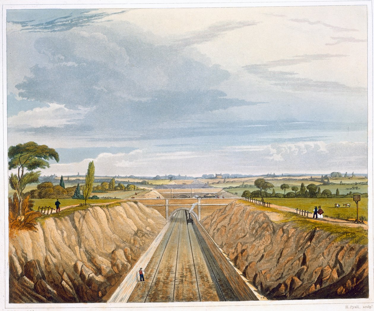 In der Nähe von Liverpool, Blick Richtung Manchester, Liverpool und Manchester Railway, 1833 von Henry Pyall
