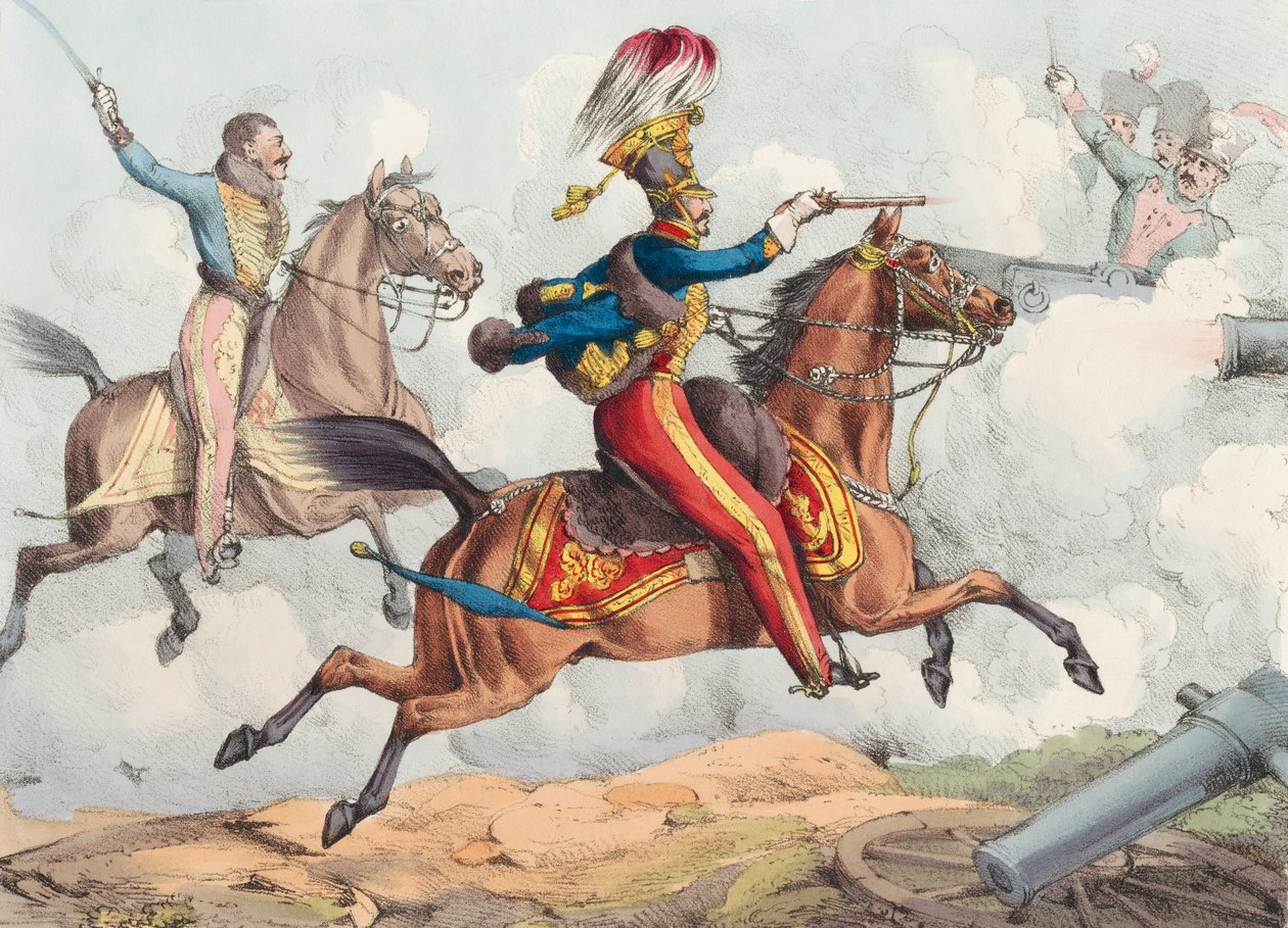 Eine Kavallerieattacke in einer Schlacht des 19. Jahrhunderts von Henry Thomas (after) Alken