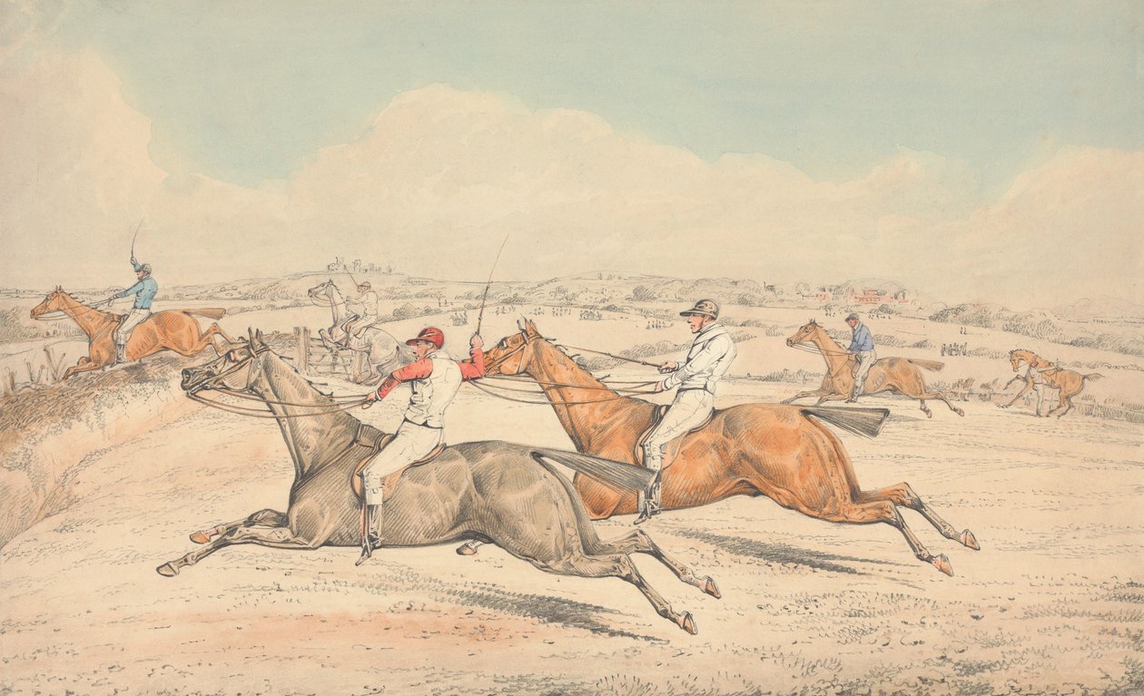 Hindernisrennen: Das Feld kommt zu einem Graben von Henry Thomas Alken
