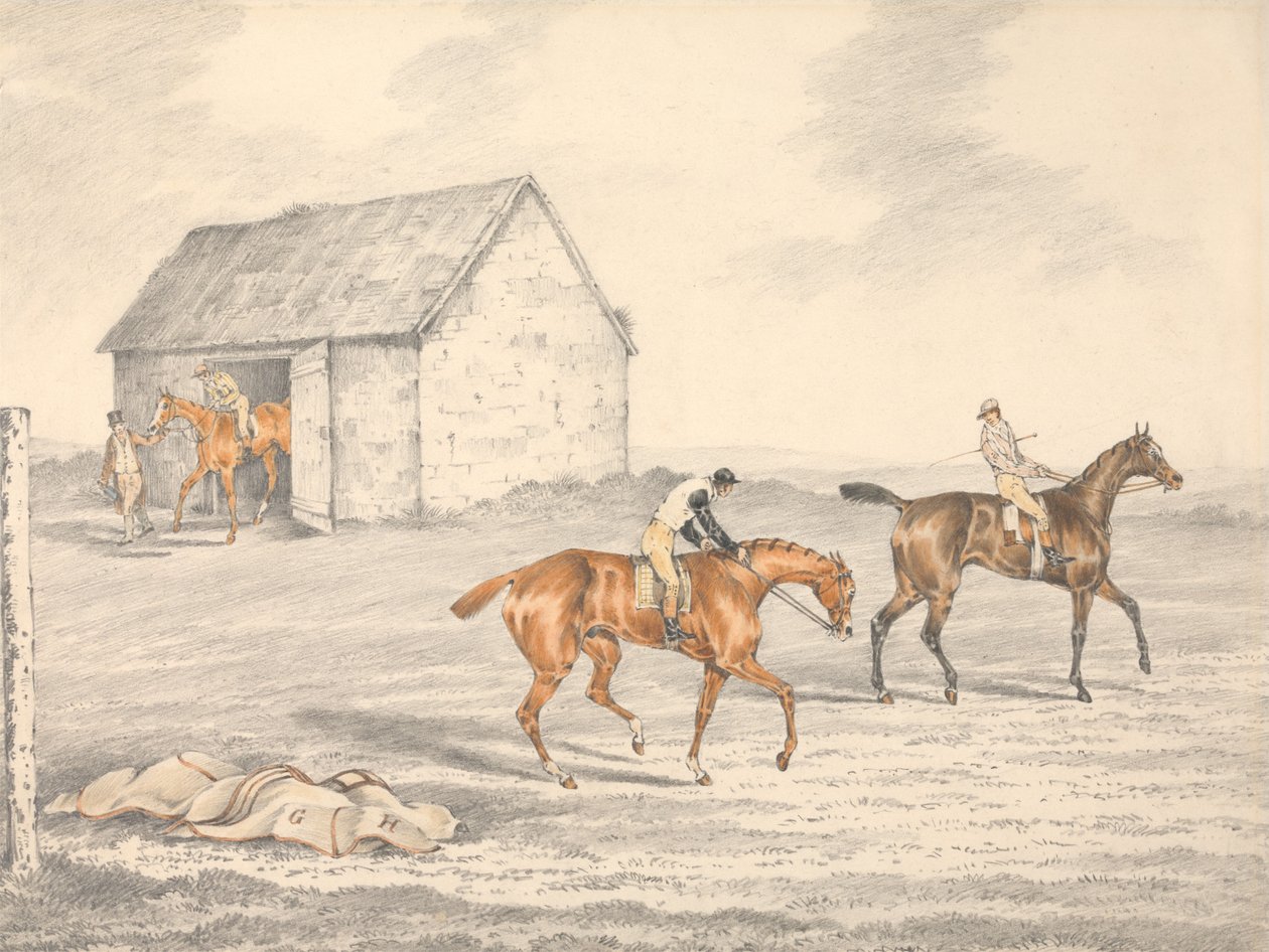 Der St. Leger, Doncaster: Vorbereitung zum Start von Henry Thomas Alken