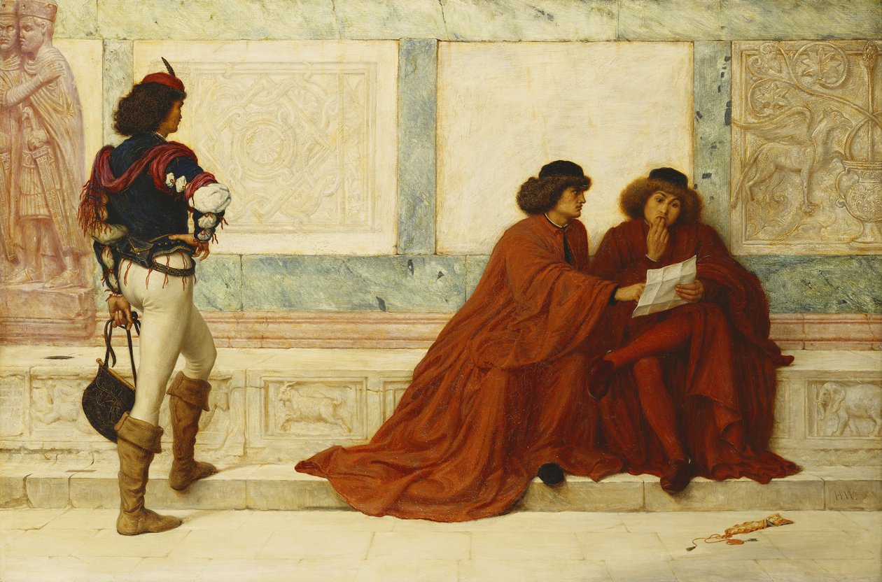 Depesche aus Trapezunt; "Es sind Nachrichten gekommen, die ihre Gesichter verändern" - Shakespeare, ca. 1873 von Henry Wallis