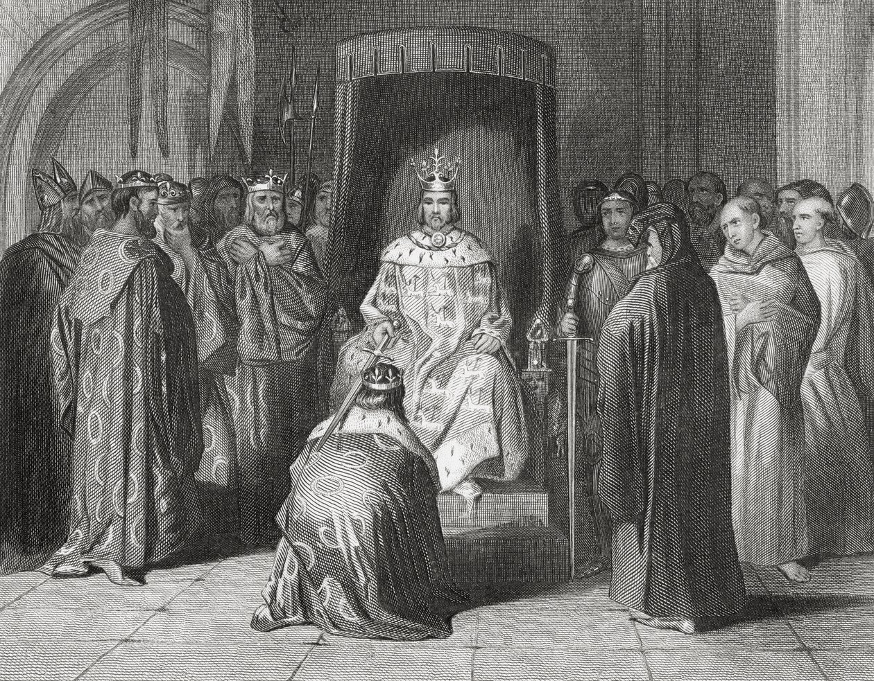 König Richard II. schlägt die Könige von Connaught, Ulster, Thomond und Leinster im Jahr 1394 zum Ritter, 