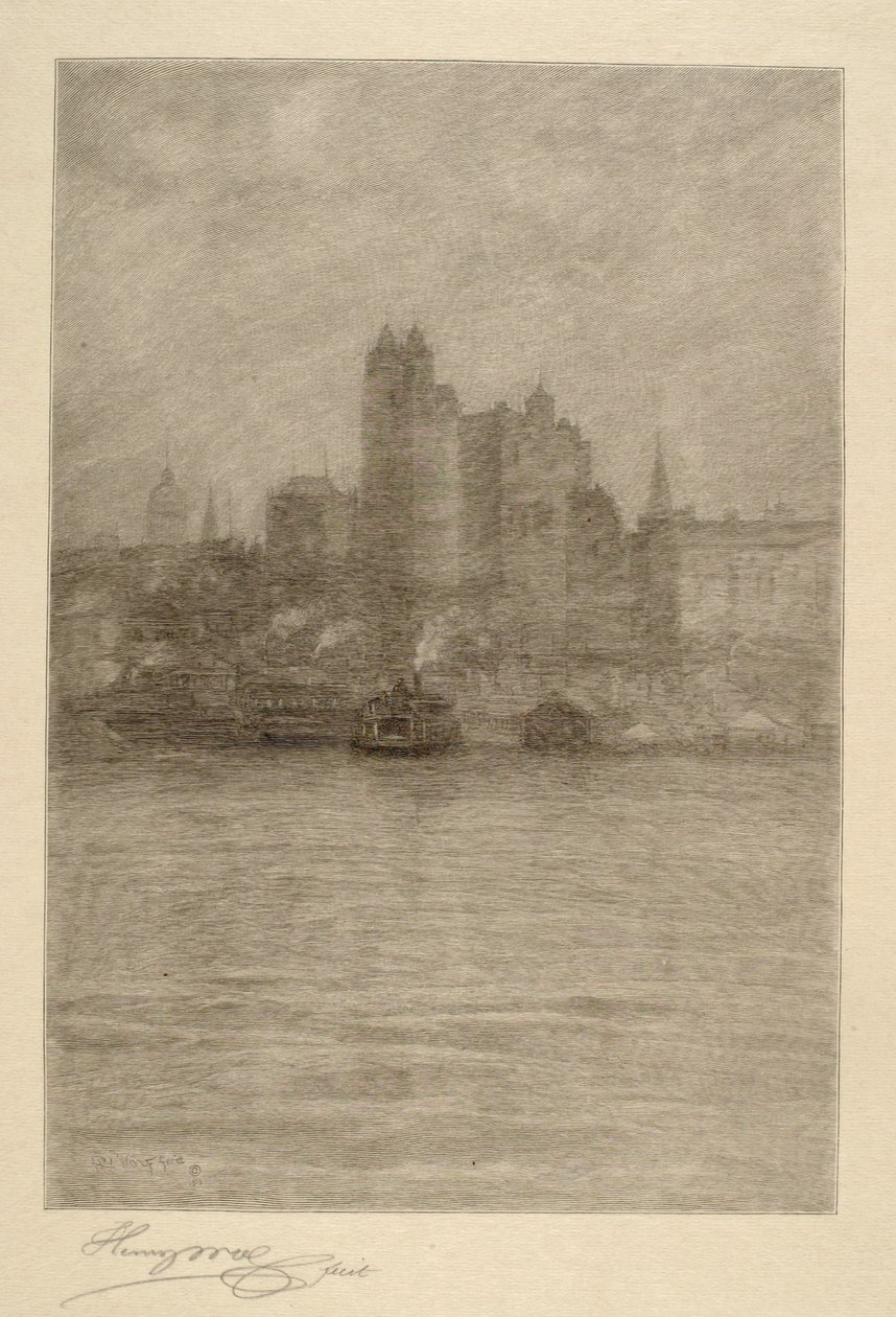 Unteres New York im Nebel von Henry Wolf