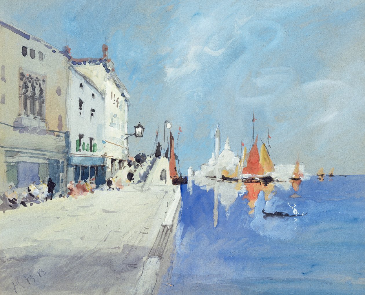 Die Fondamenta delle Zattere, Venedig (Bleistift und Gouache) von Hercules Brabazon Brabazon