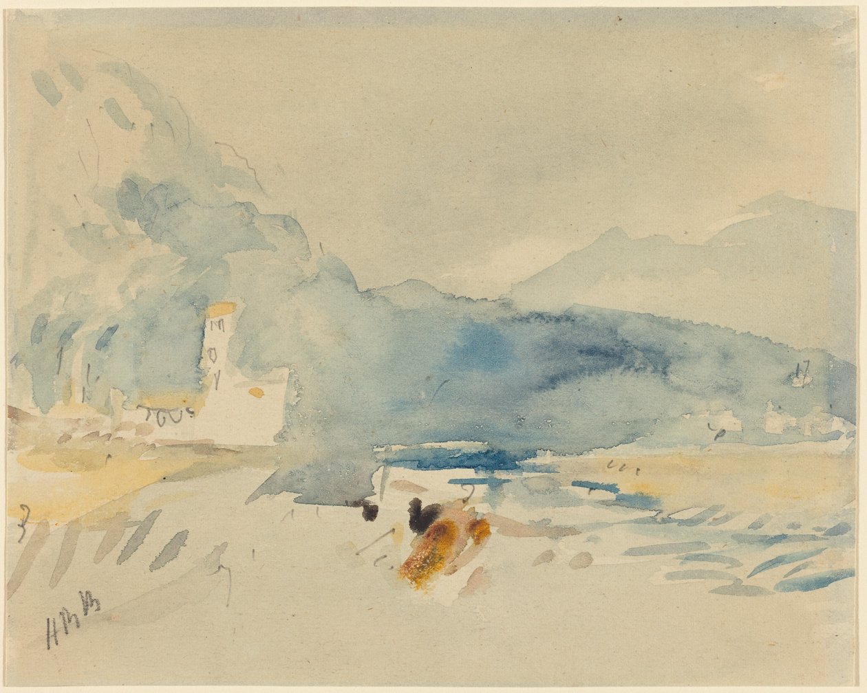 Landschaft mit Bergen und einem Bach von Hercules Brabazon Brabazon