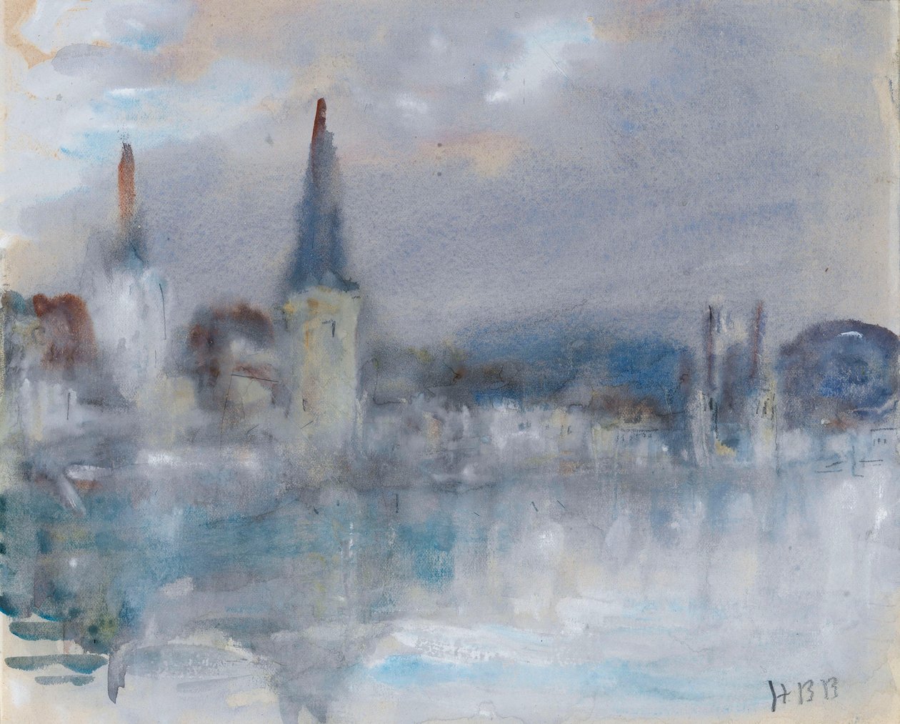 Die Kapellbrücke und Kathedrale, Luzern, Schweiz, an einem regnerischen Tag von Hercules Brabazon Brabazon