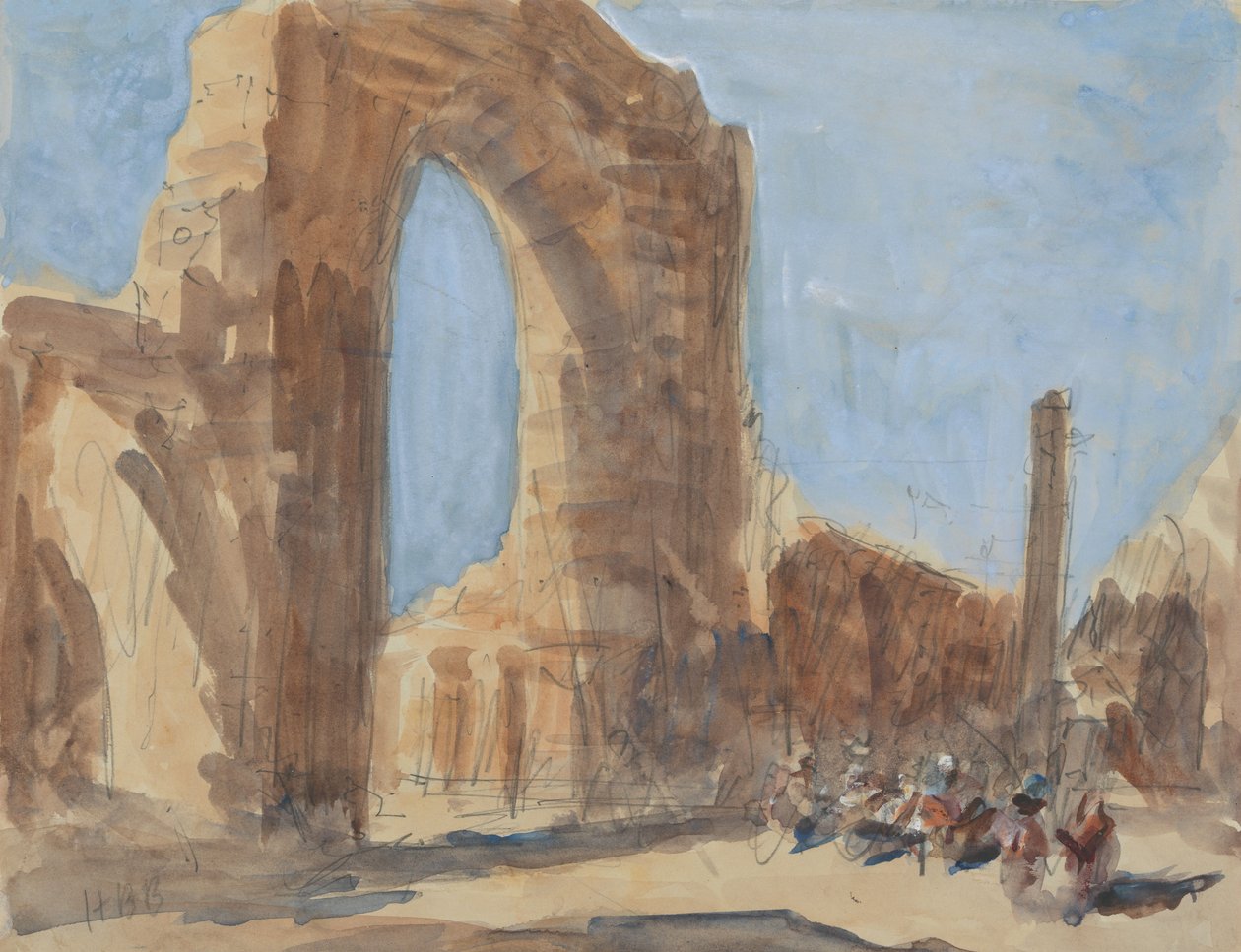 Die Quwwat-ul-Islam-Moschee und die Eiserne Säule von Delhi, Qtub Minar Komplex von Hercules Brabazon Brabazon