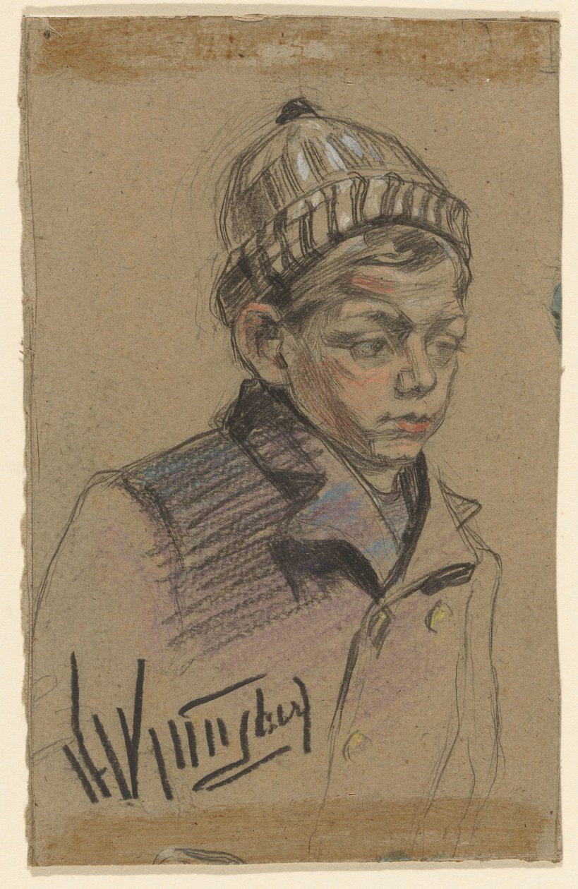 Junge mit Jacke und Mütze von Herman Kruyder (signed by artist)