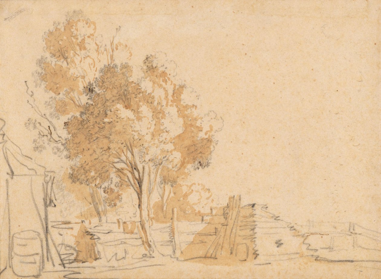 Bäume auf einem Hof von Herman Saftleven