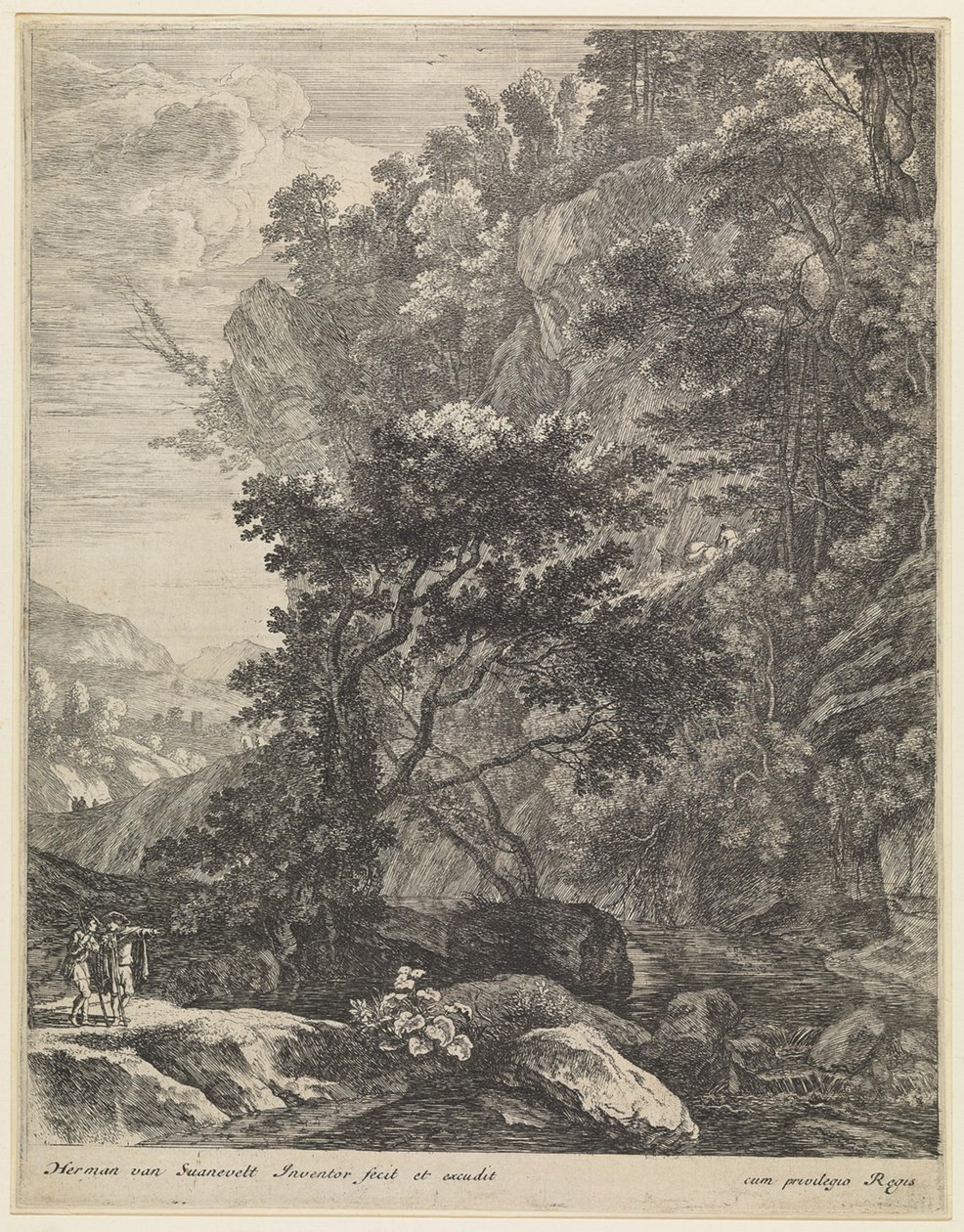 Landschaft mit Gebirgsbach von Herman van Swanevelt