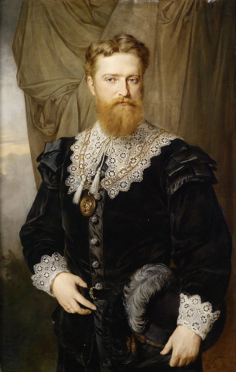 Porträt von Karl Lueger 1844-1910 in historischer Kostümierung, 1876 von Hermann Nigg