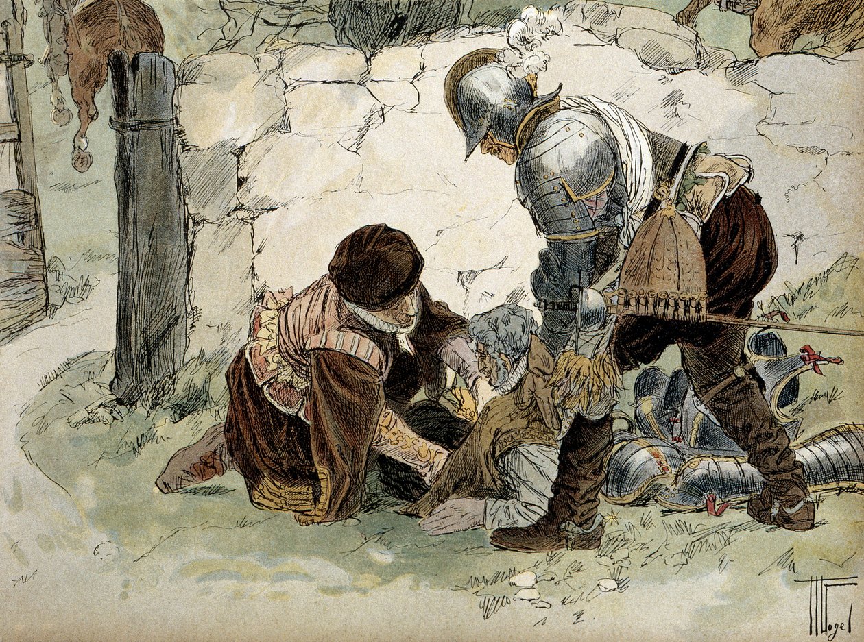 Heinrich IV. (1553-1610) verletzt bei einer Erkundung in Aumale gegen die Armee von Mayenne von Hermann Vogel