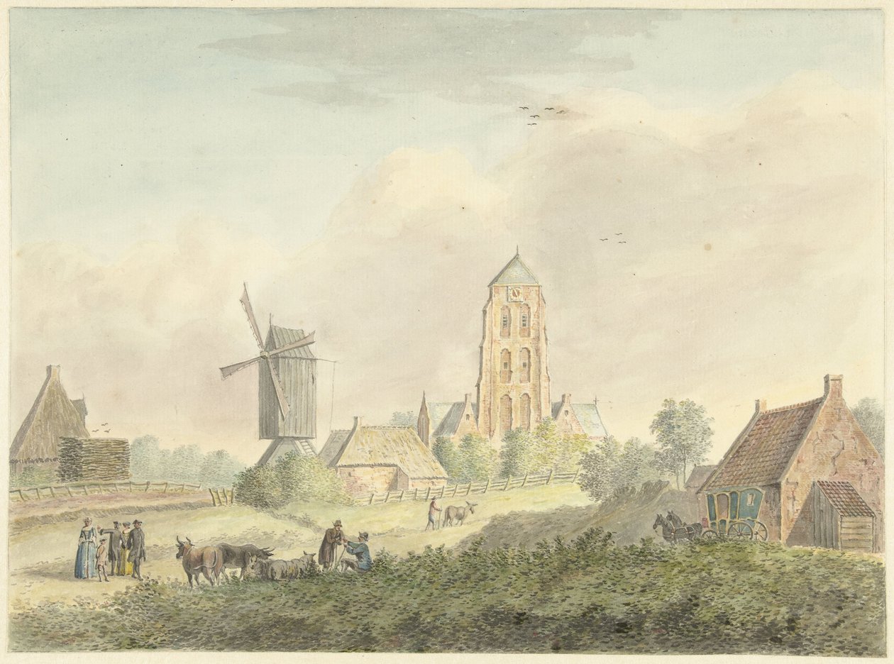 Kirche des Dorfes Westkapelle in Zeeland von Hermanus Petrus Schouten
