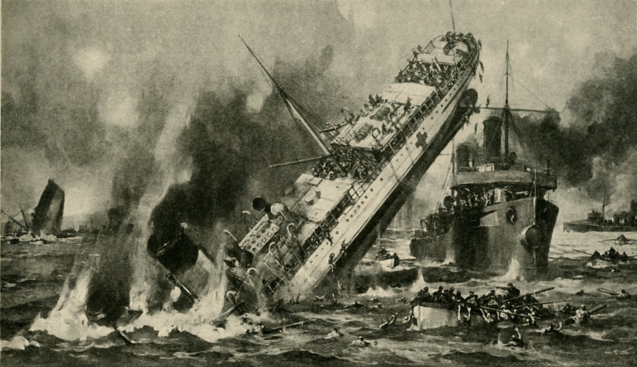 Das Sinken der Anglia, Erster Weltkrieg, 17. November 1915, ca. 1920 von Hermanus Willem Koekkoek
