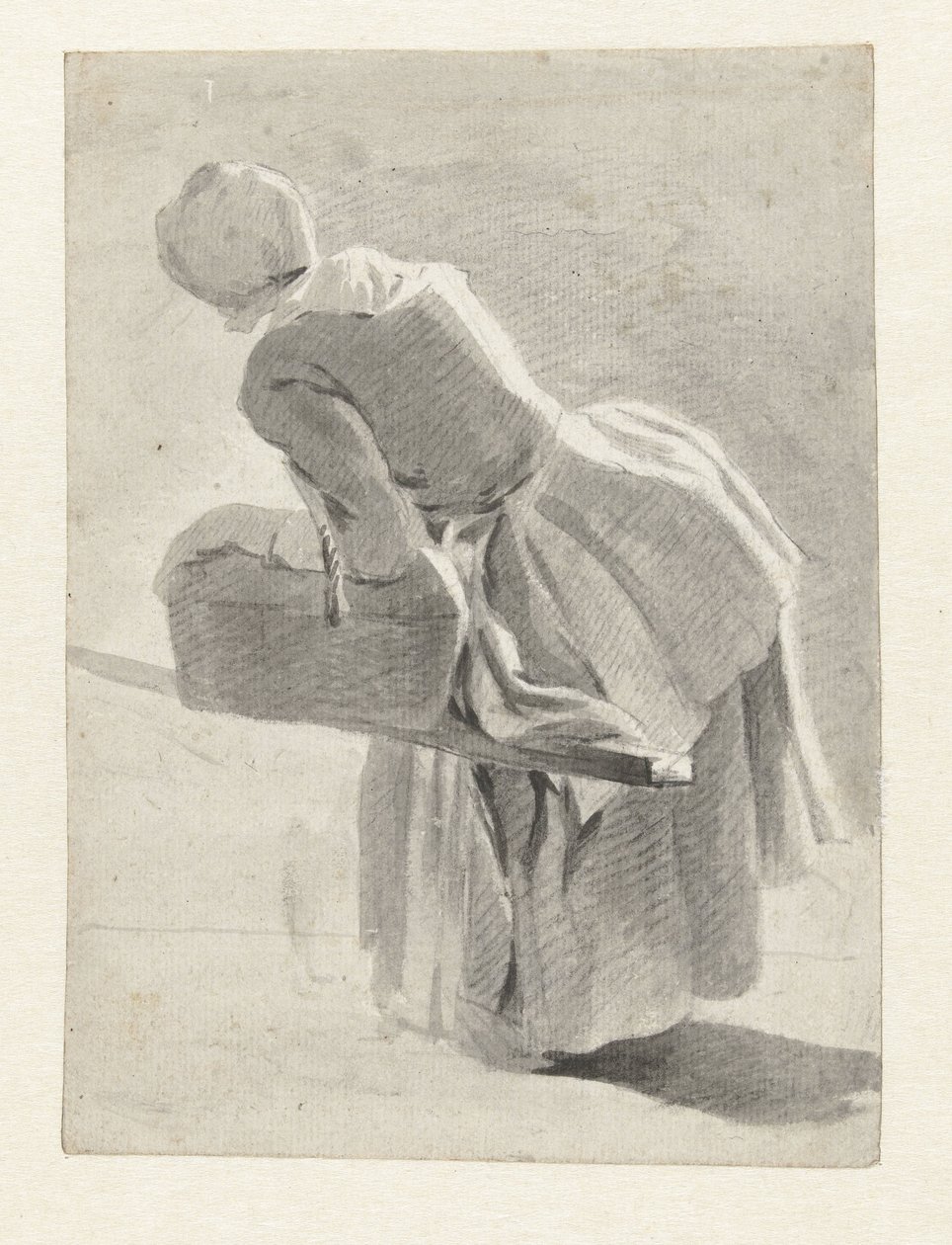 Ruhende Magd mit einem Korb, von hinten gesehen von Hermanus van Brussel