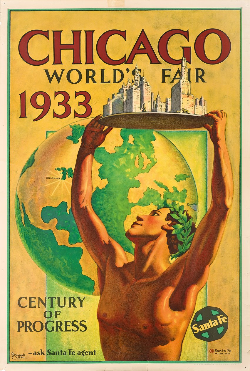 Plakat, das die Weltausstellung 1933 in Chicago bewirbt von Hernando Villa