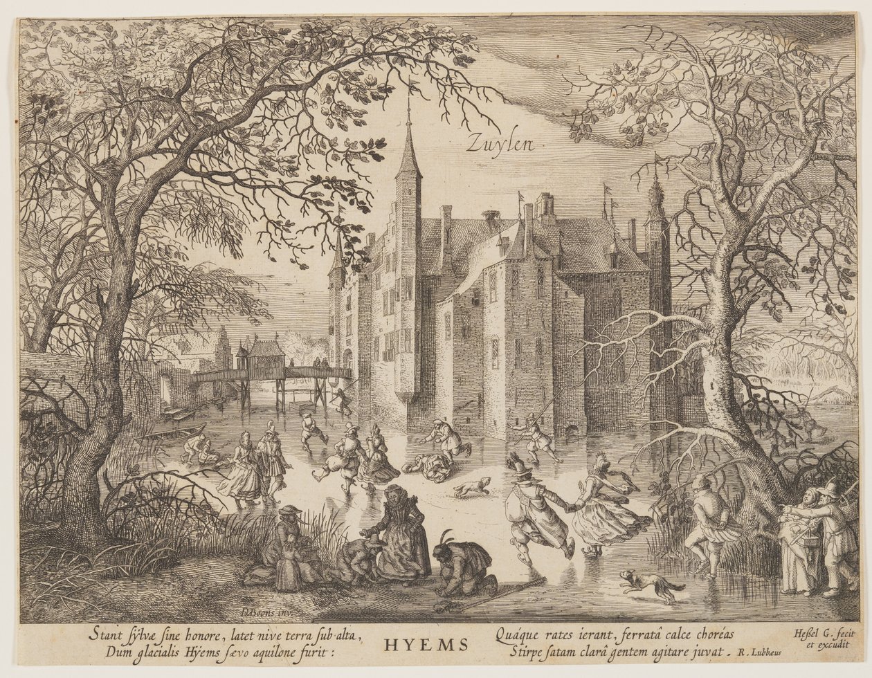 Zuylen - Winter, aus Die Jahreszeiten, Blick auf Burgen in der Umgebung von Amsterdam von Hessel Gerritsz