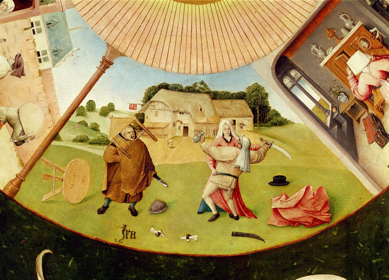 Zorn, Detail aus der Tafel der sieben Todsünden und der vier letzten Dinge, ca. 1480 von Hieronymus Bosch
