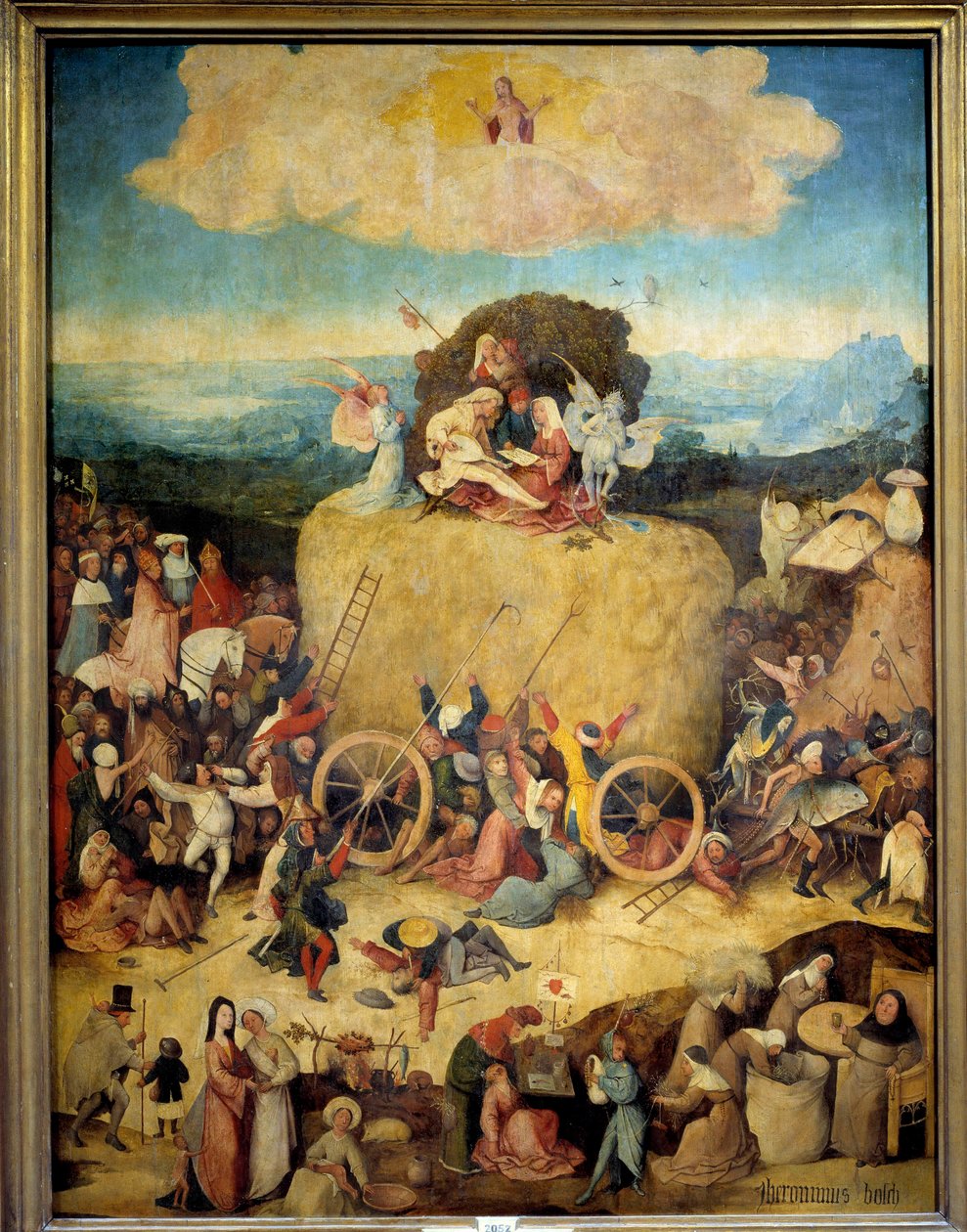 Der Heuwagen Allegorie der Männer und Frauen, die das Beste aus der Gegenwart machen wollen von Hieronymus Bosch