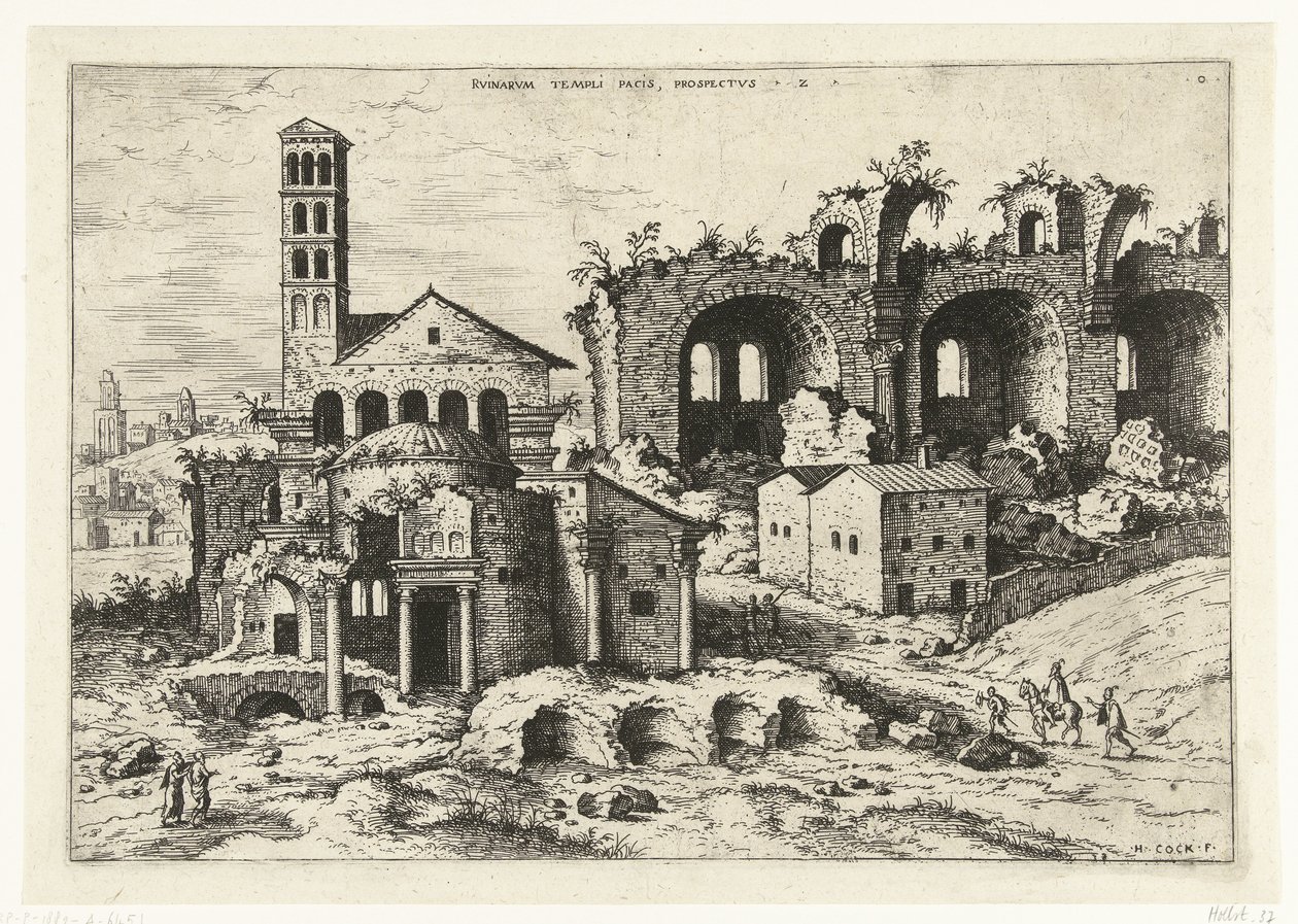 Ansicht des Tempels von Romulus und der Basilika von Konstantin von Hieronymus Cock
