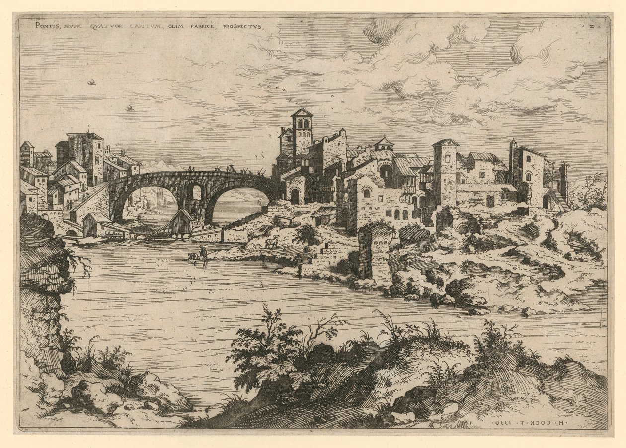 Ponte Quattro Capi und die Tiberinsel von Hieronymus Cock