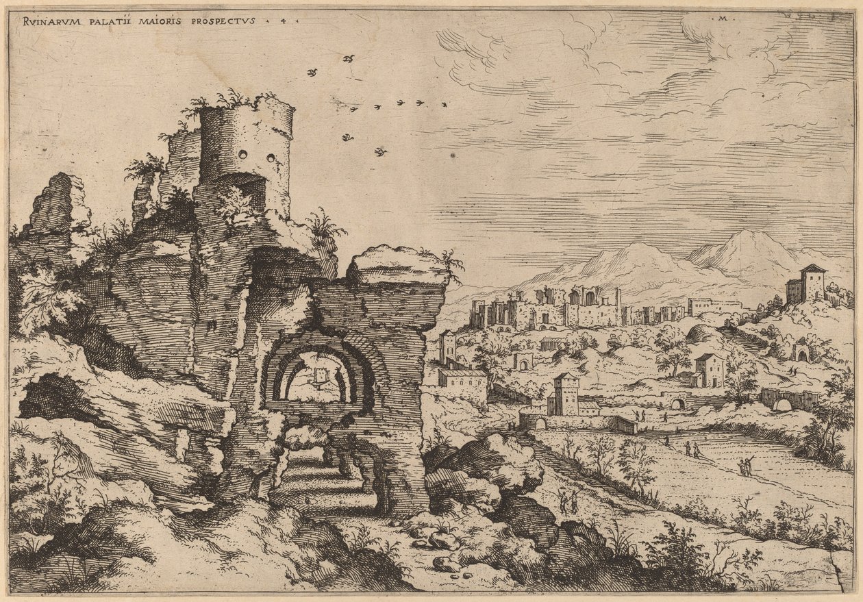 Ruinen auf dem Palatin, Blick auf die Caracalla-Thermen von Hieronymus Cock